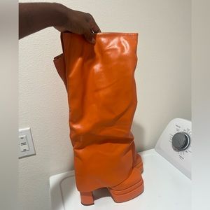 Orange platform boots